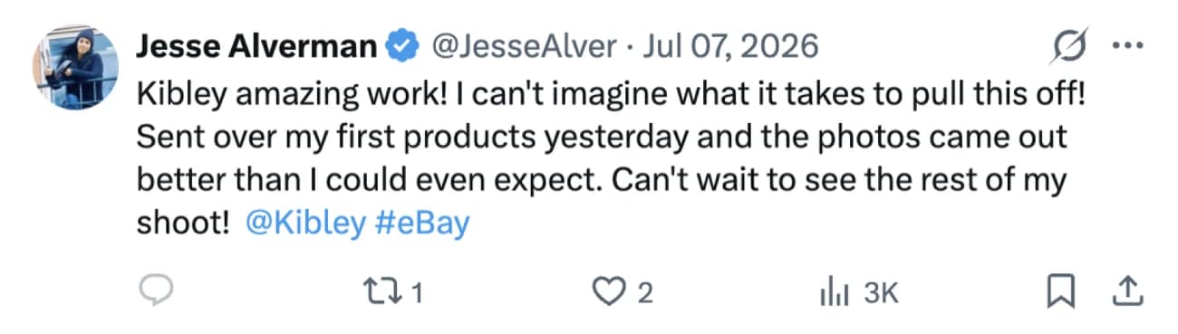 Jesse Alverman on X: Kibley amazing work! I can't imagine what it takes to pull this off!! Sent over my first products yesterday and the photos came out better than I could ever expect. Can't wait to see the rest of my shoot!